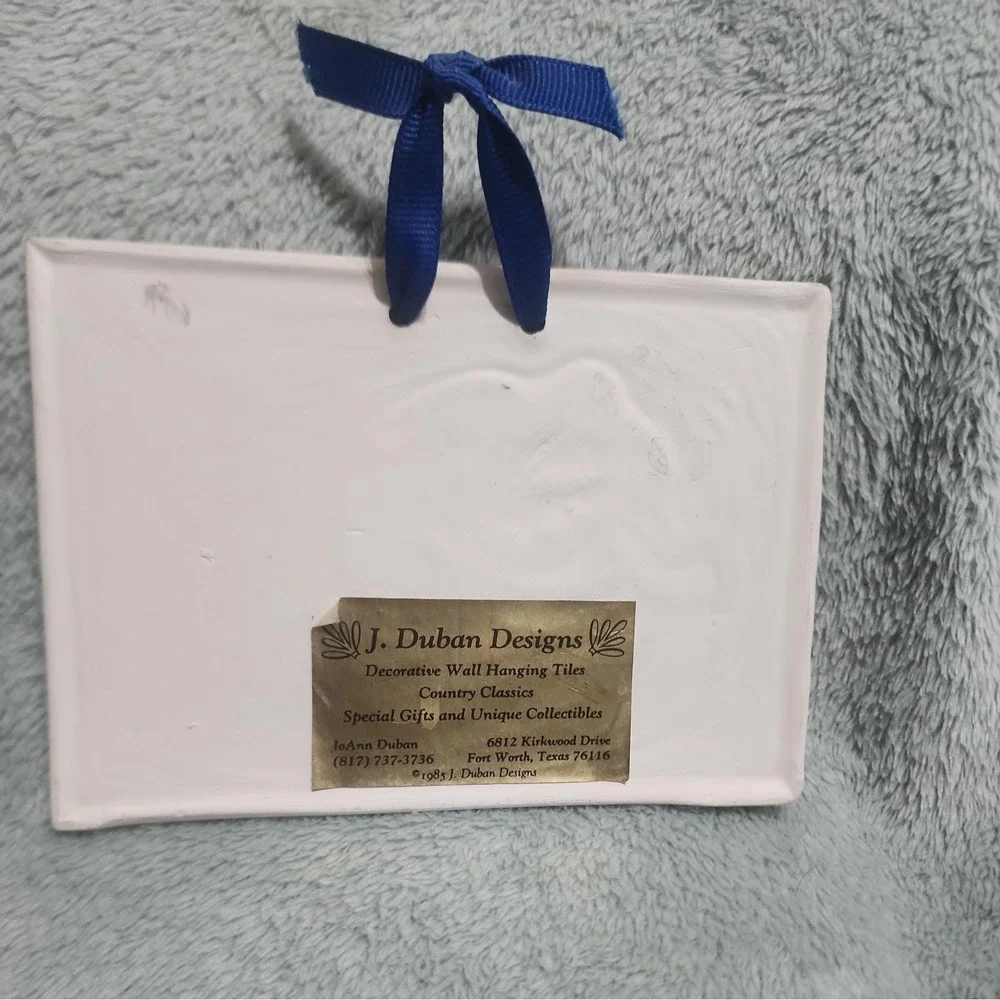 Vintage 1985 J Duban Designs Angel Wall Hanging Tile Plaque Friendship Decor